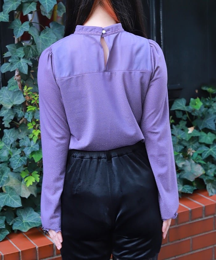 Cross Embroidery Lamé Cut Top