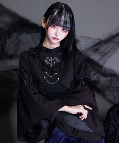 Cross Embroidery Lamé Cut Top