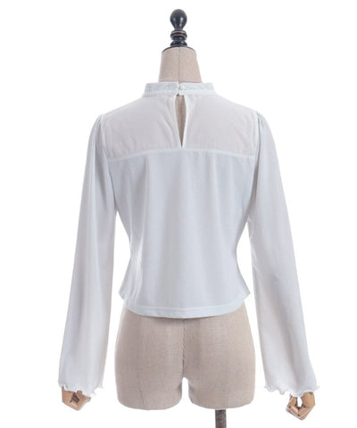 Cross Embroidery Lamé Cut Top