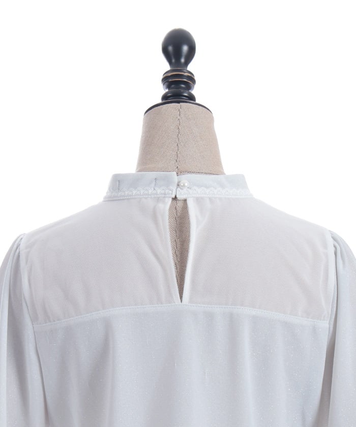 Cross Embroidery Lamé Cut Top