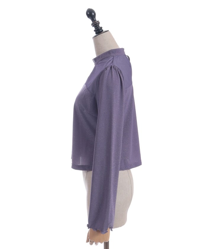 Cross Embroidery Lamé Cut Top