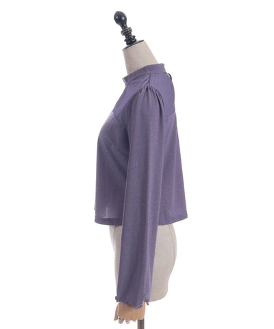 Cross Embroidery Lamé Cut Top