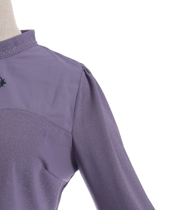 Cross Embroidery Lamé Cut Top