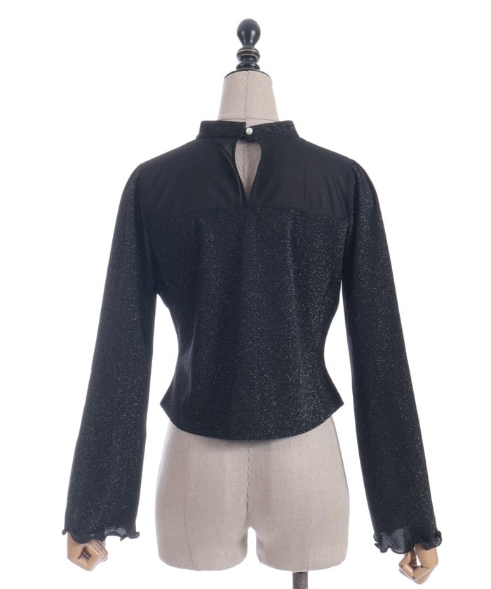 Cross Embroidery Lamé Cut Top