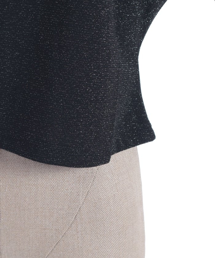 Cross Embroidery Lamé Cut Top