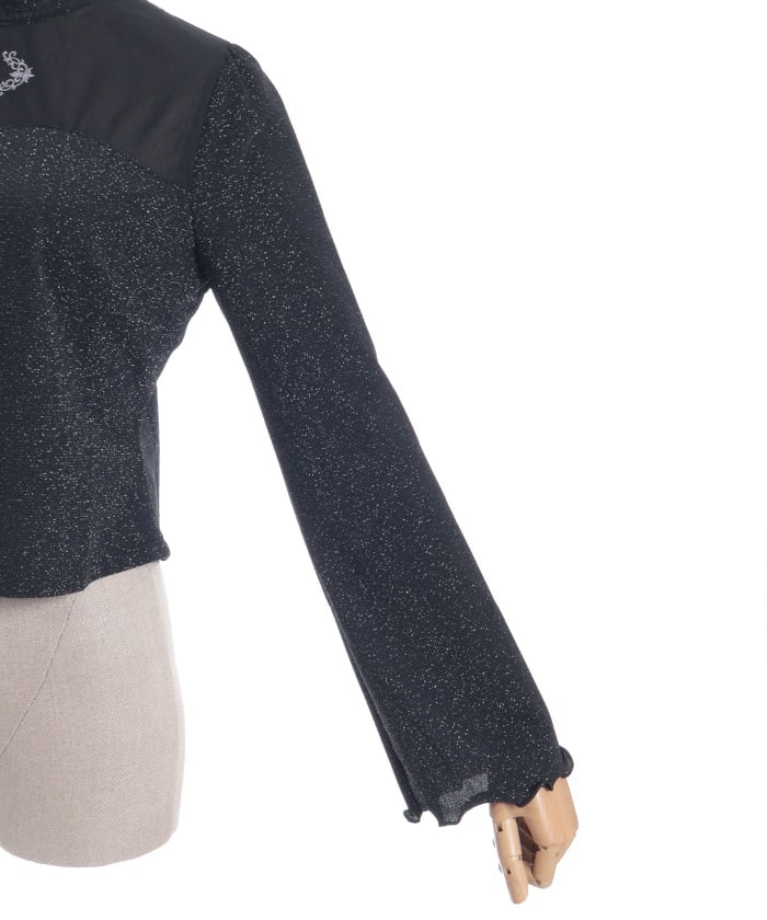 Cross Embroidery Lamé Cut Top