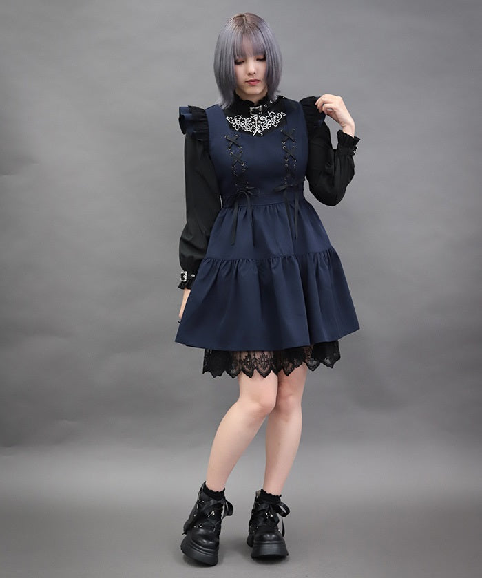 Cross Lace Frill Mini Dress – axes femme from JAPAN