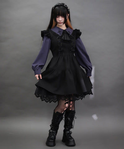 Cross Lace Frill Mini Dress