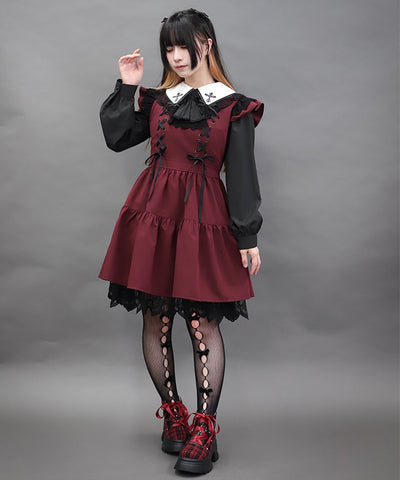 Cross Lace Frill Mini Dress