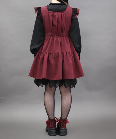 Cross Lace Frill Mini Dress