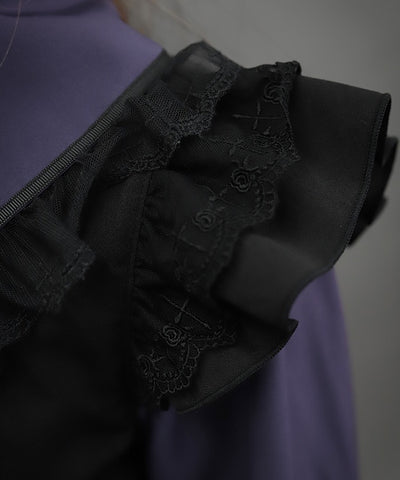 Cross Lace Frill Mini Dress