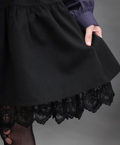 Cross Lace Frill Mini Dress