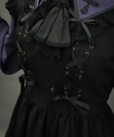 Cross Lace Frill Mini Dress