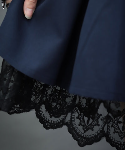 Cross Lace Frill Mini Dress