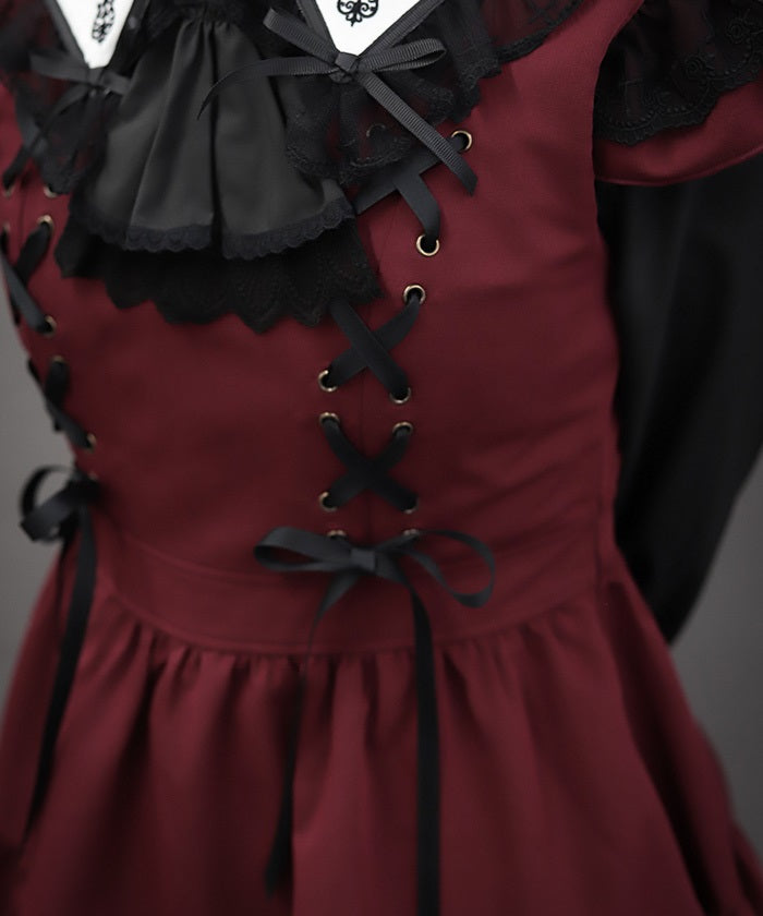 Cross Lace Frill Mini Dress