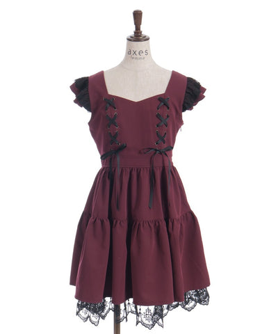 Cross Lace Frill Mini Dress