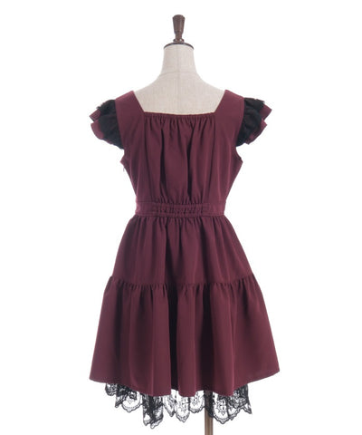 Cross Lace Frill Mini Dress