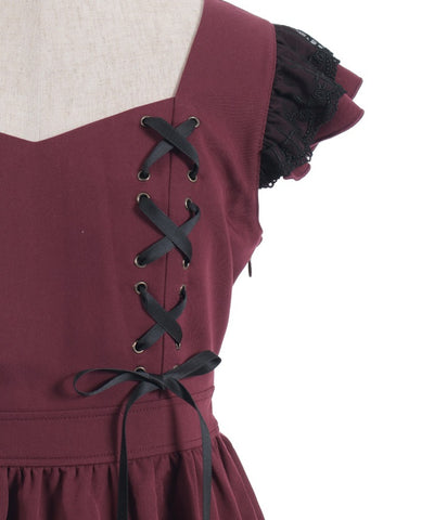 Cross Lace Frill Mini Dress