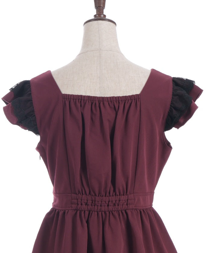 Cross Lace Frill Mini Dress