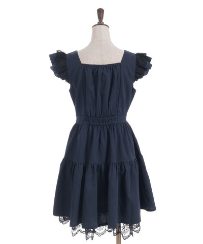 Cross Lace Frill Mini Dress