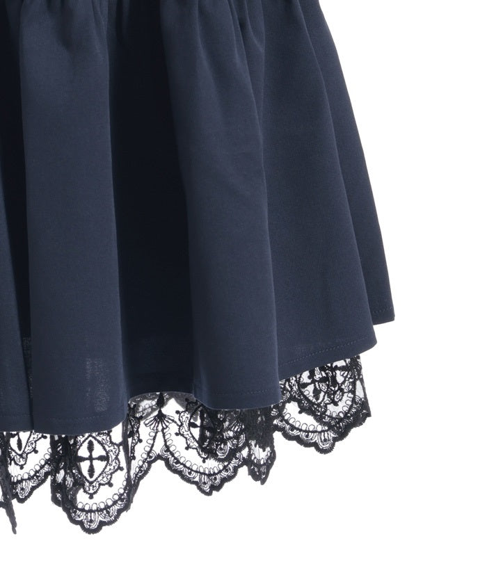 Cross Lace Frill Mini Dress