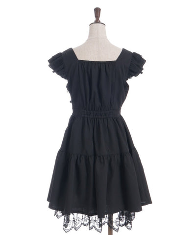 Cross Lace Frill Mini Dress