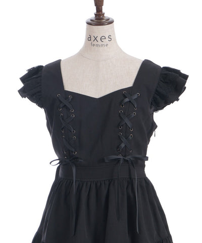 Cross Lace Frill Mini Dress