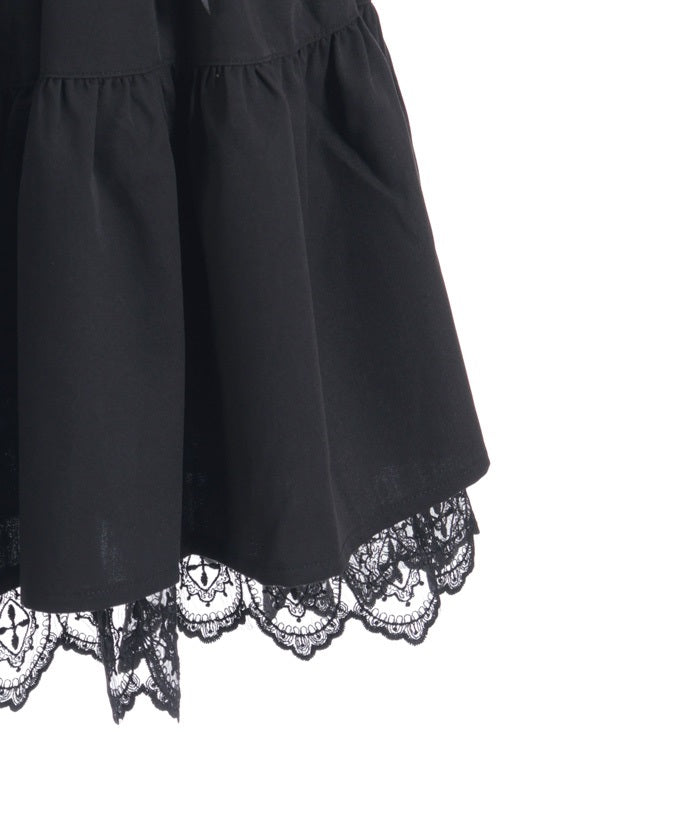 Cross Lace Frill Mini Dress