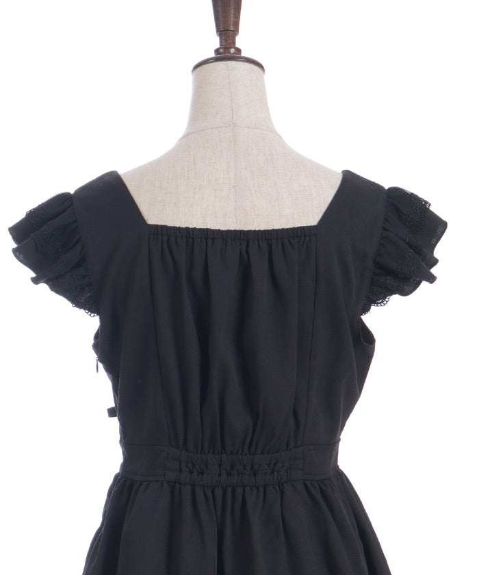 Cross Lace Frill Mini Dress