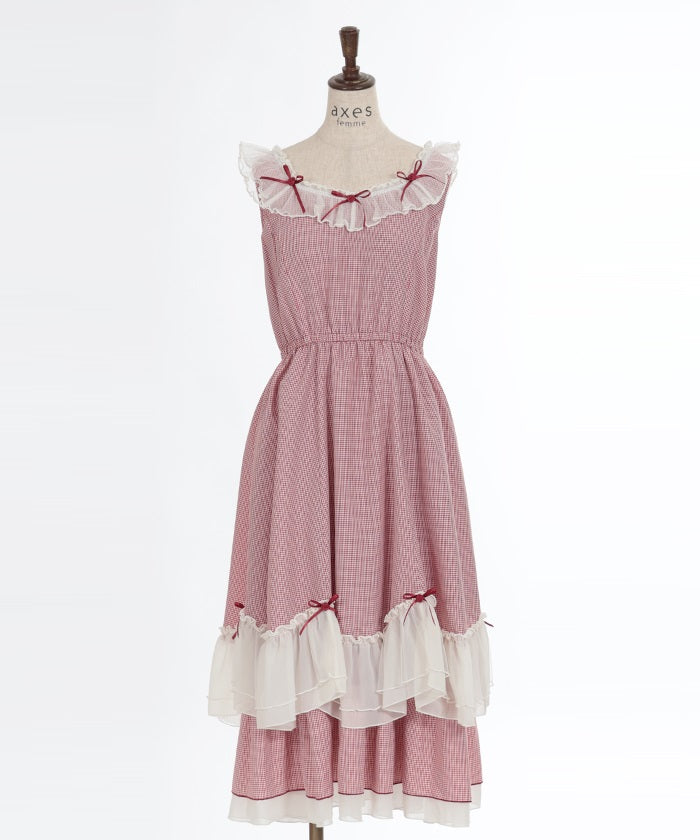 Rose Ribbon Check Dress