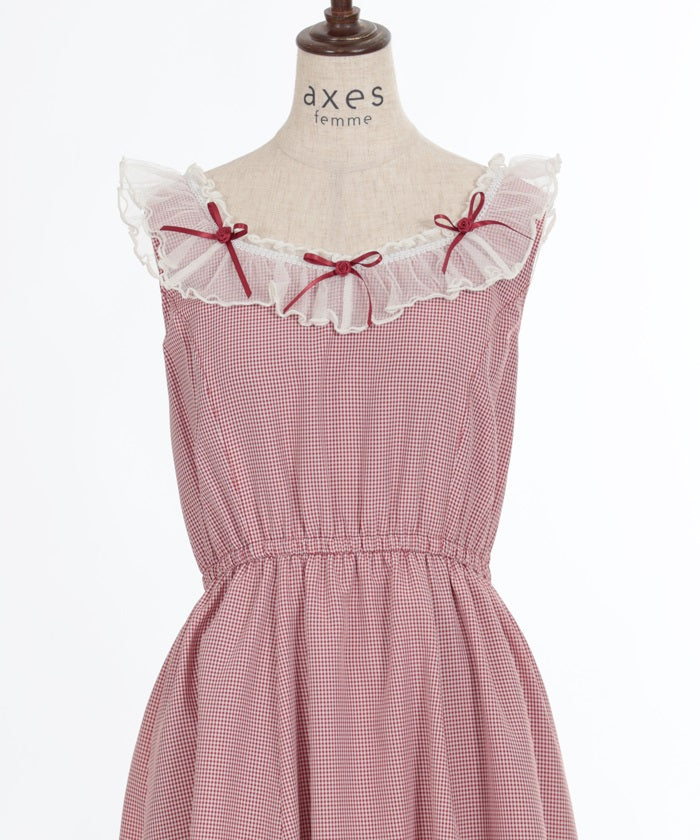 Rose Ribbon Check Dress