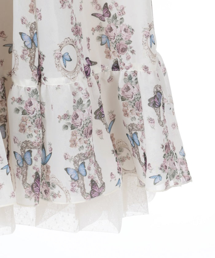 Papillon Rose Pattern Lace-Up Dress – axes femme from JAPAN