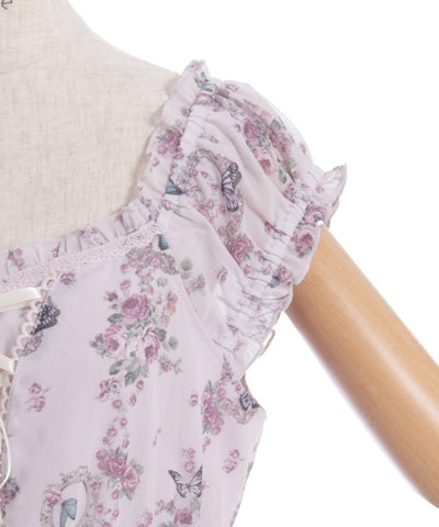 Papillon Rose Pattern Lace-Up Dress