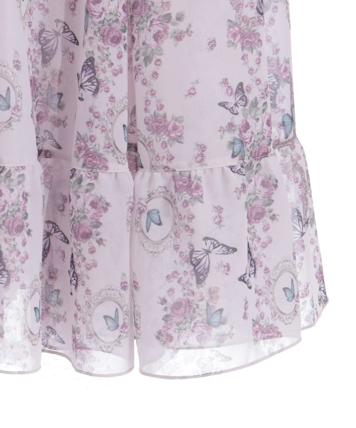 Papillon Rose Pattern Lace-Up Dress