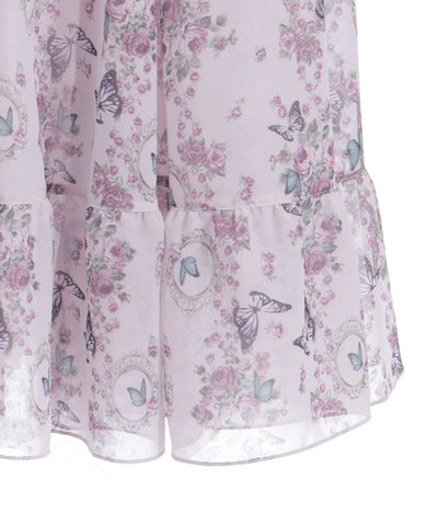Papillon Rose Pattern Lace-Up Dress