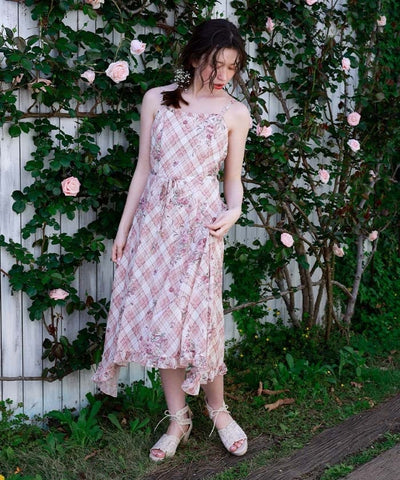 Rosy Plaid Camisole Dress