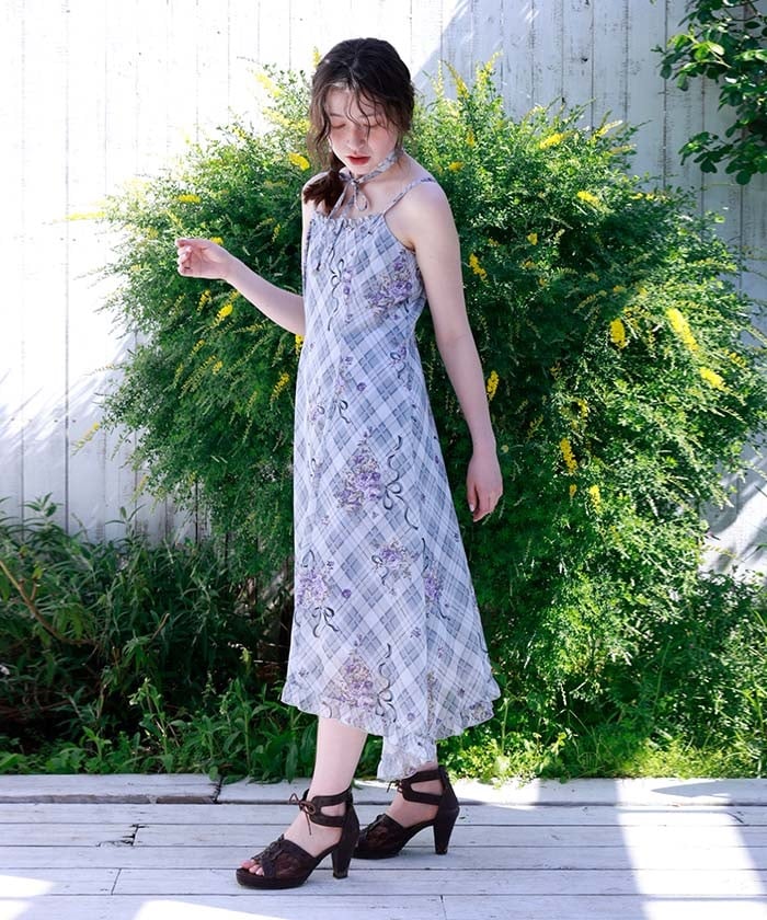 Rosy Plaid Camisole Dress