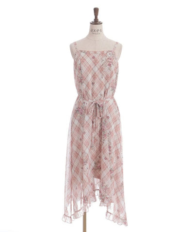 Rosy Plaid Camisole Dress