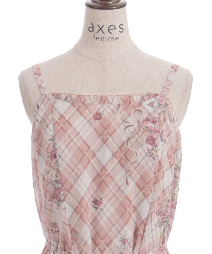 Rosy Plaid Camisole Dress