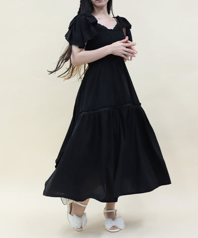 Back Frill Long Dress