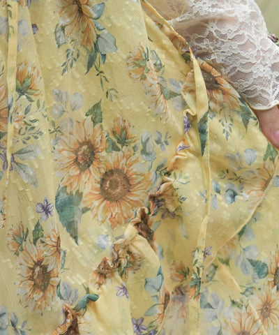 Sunflower Pattern Camisole Dress