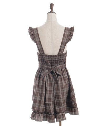 Check Pattern Lace-Up Jumper Skirt