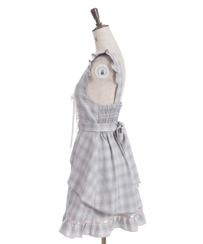 Check Pattern Lace-Up Jumper Skirt