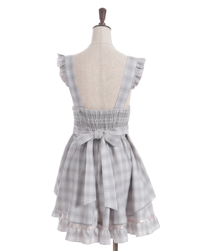 Check Pattern Lace-Up Jumper Skirt