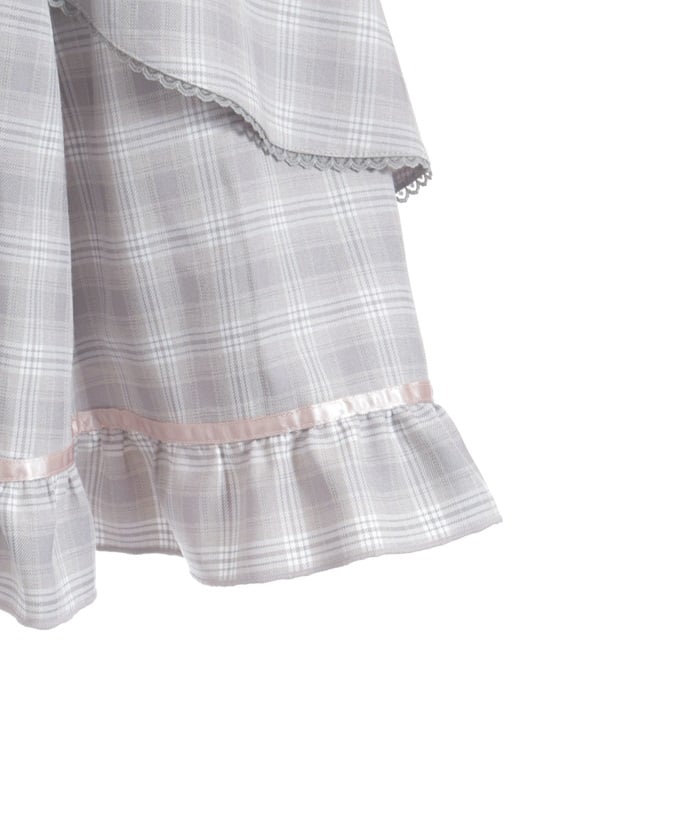 Check Pattern Lace-Up Jumper Skirt