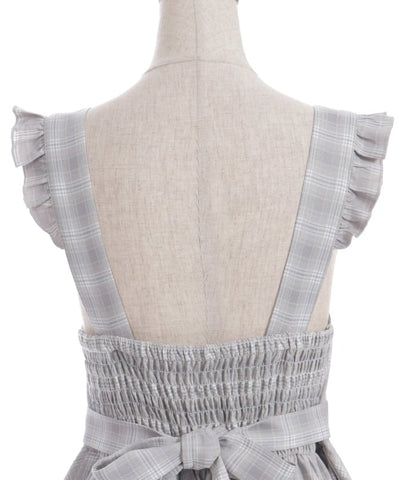 Check Pattern Lace-Up Jumper Skirt