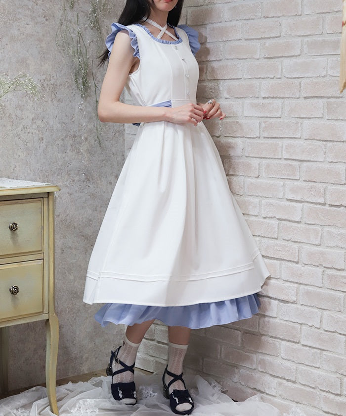 Bicolor Flare Sleeveless Dress – axes femme from JAPAN