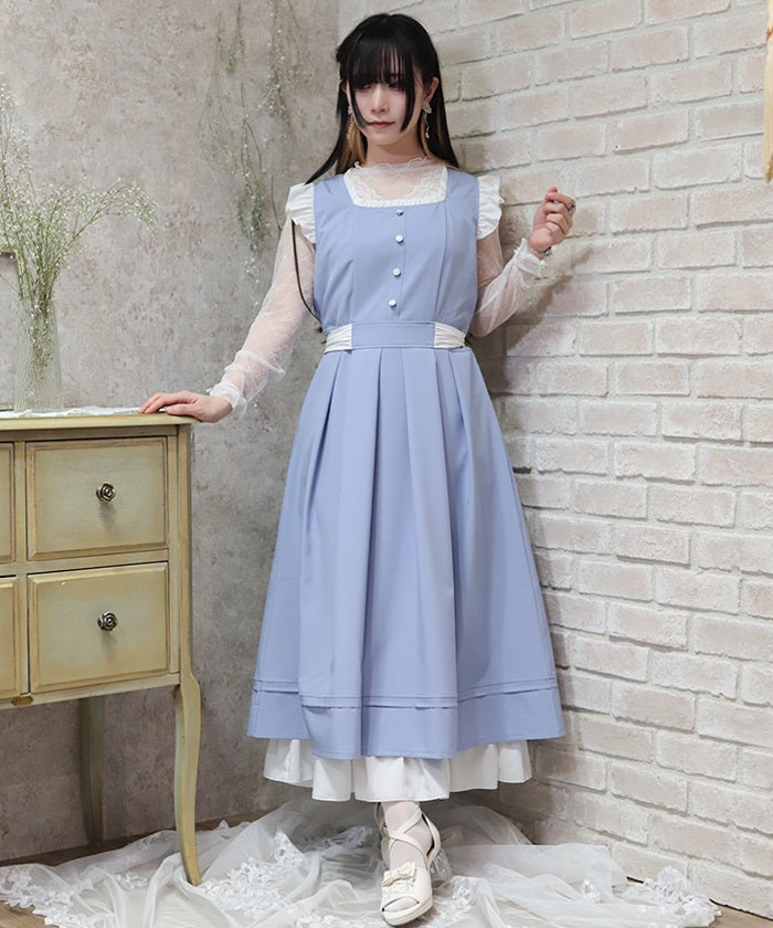 Bicolor Flare Sleeveless Dress – axes femme from JAPAN