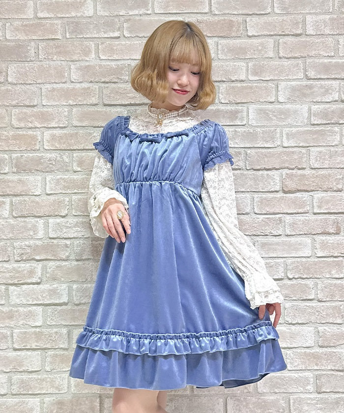 Trois Ribbon Velour Dress