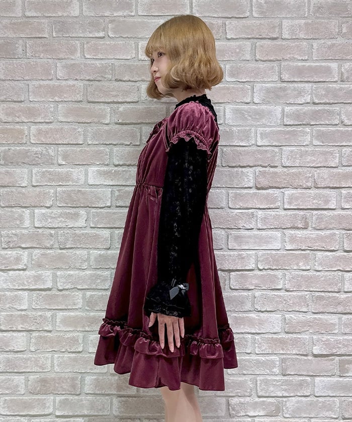 Trois Ribbon Velour Dress